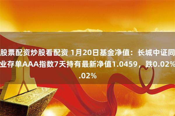 股票配资炒股看配资 1月20日基金净值：长城中证同业存单AAA指数7天持有最新净值1.0459，跌0.02%